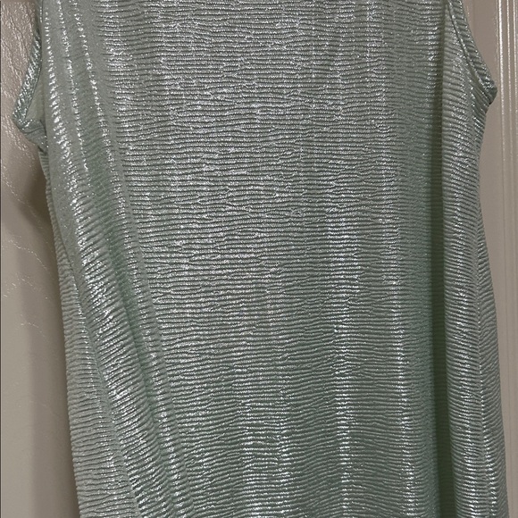 Espresso Metallic Mint Tank Top Shiny Dance Layering Piece Stretchy M to L - Picture 5 of 10